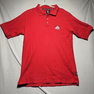 Vintage 90s Ohio State Buckeyes Ribbed Polo Shirt Mens‎ Large Starter Red